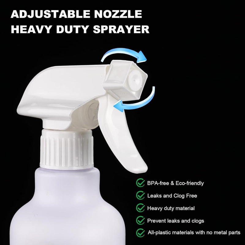 Hethyo Spray Bottles Plastic Spray Bottle for Hair Mist/Stream Heavy Duty Empty Spray Bottles for Cleaning Solutions, Plants, Cooking (16.9oz-White) - Image 1